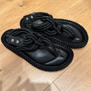 Isabel Marant Black Rope Detail Slippers
